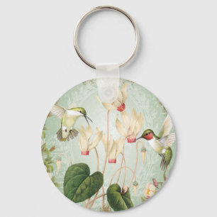 Modern Vintage French Hummingbirds Keychain