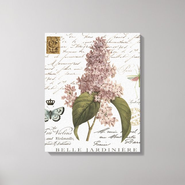modern vintage French Lilacs Canvas Print (Front)