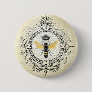 MODERN VINTAGE french queen bee 2 Inch Round Button