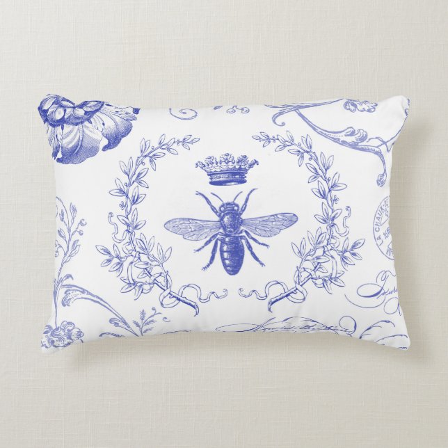 modern vintage french queen bee accent pillow (Front)