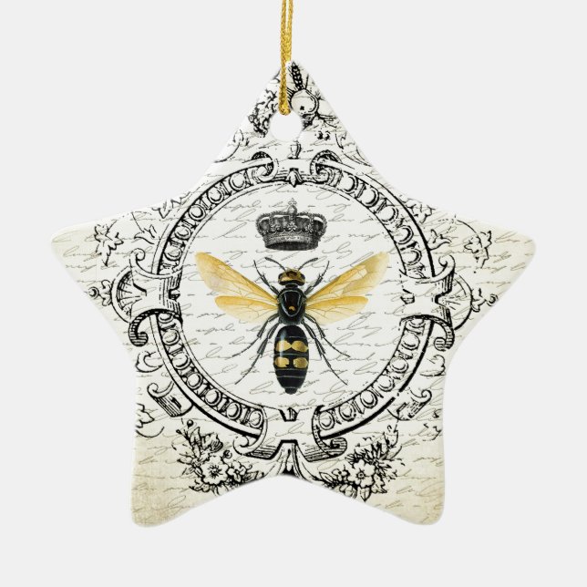 MODERN VINTAGE french queen bee Ceramic Ornament (Front)