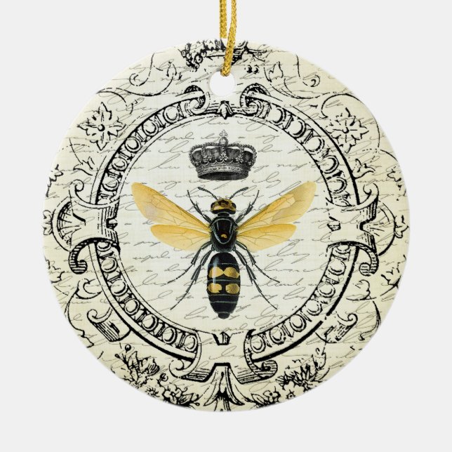 Modern vintage french queen bee ceramic ornament (Front)