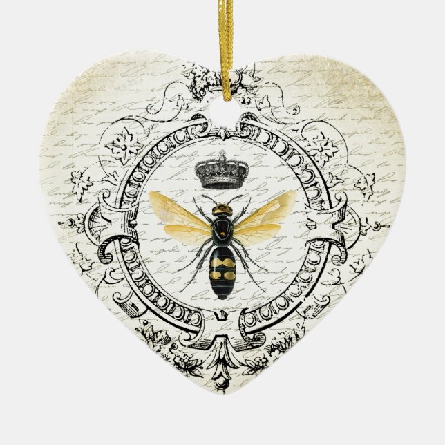 MODERN VINTAGE french queen bee Ceramic Ornament (Front)