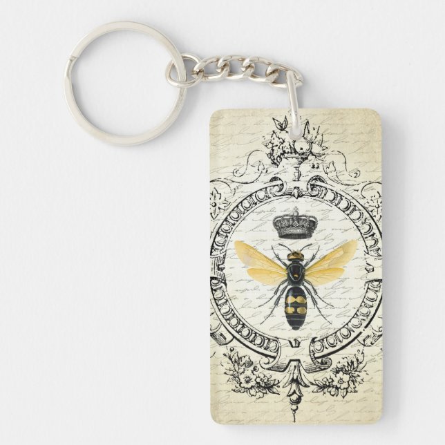 Modern vintage french queen bee keychain (Front)