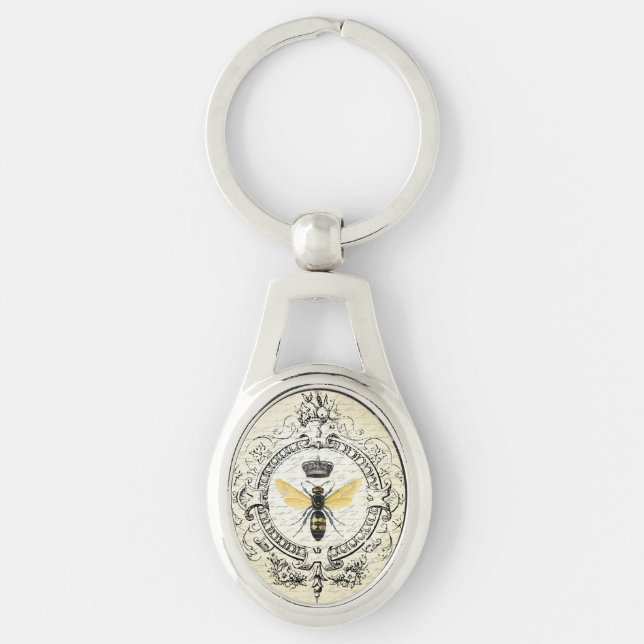 modern vintage french queen bee keychain (Front)