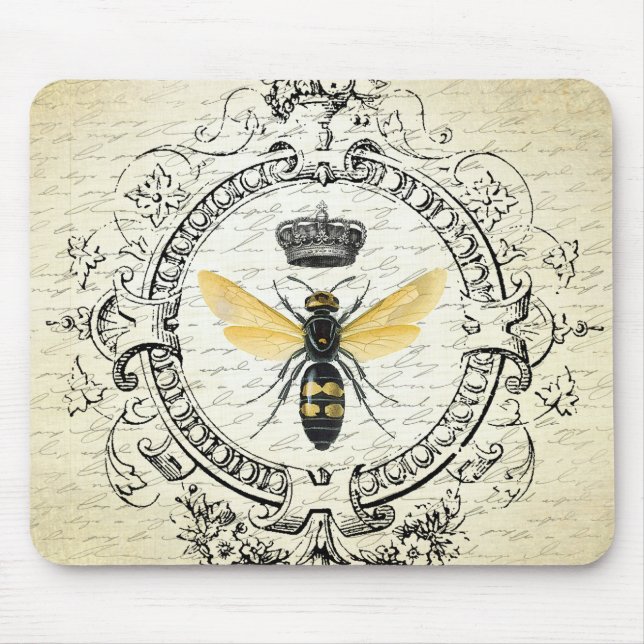 Modern vintage french queen bee mouse pad (Front)