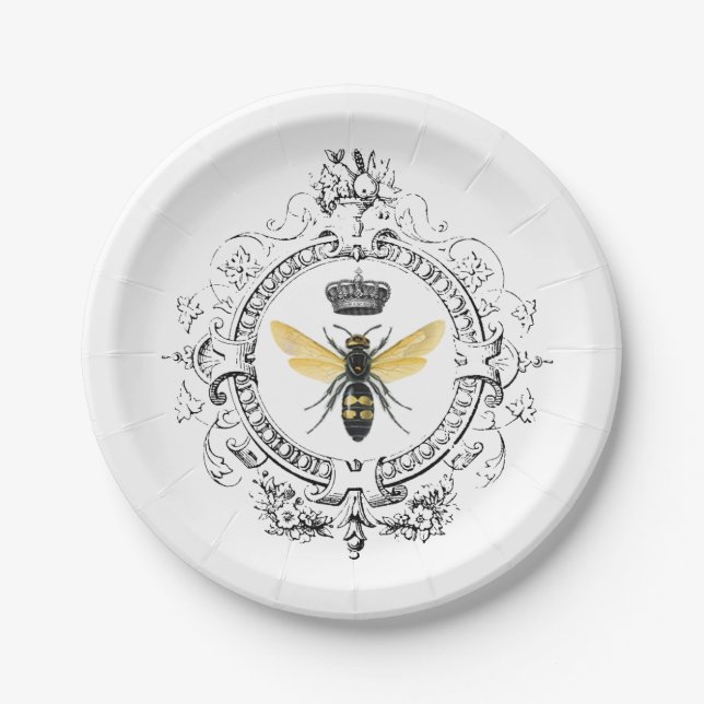 MODERN VINTAGE french queen bee Paper Plate (Front)