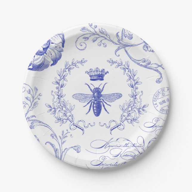 modern vintage french queen bee paper plate (Front)
