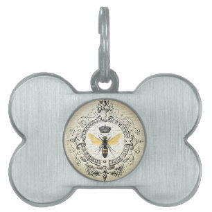 MODERN VINTAGE french queen bee Pet Name Tag