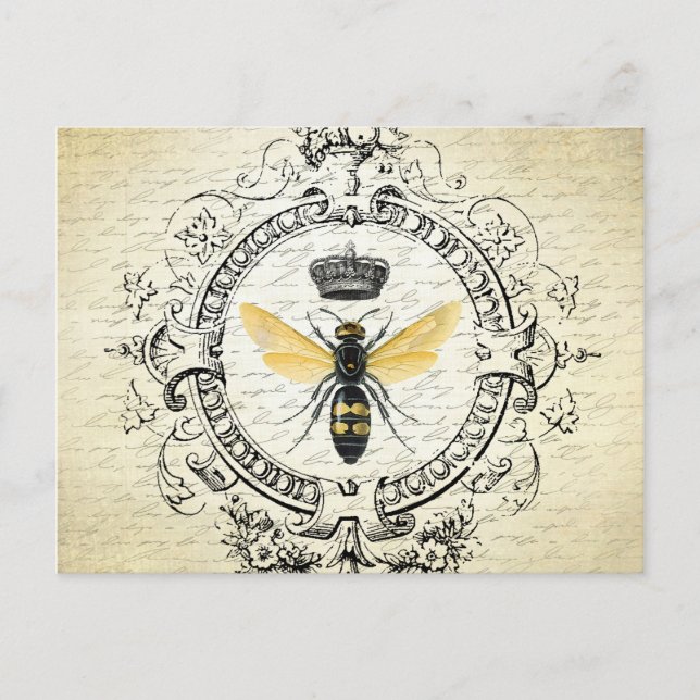 modern vintage french queen bee postcard (Front)