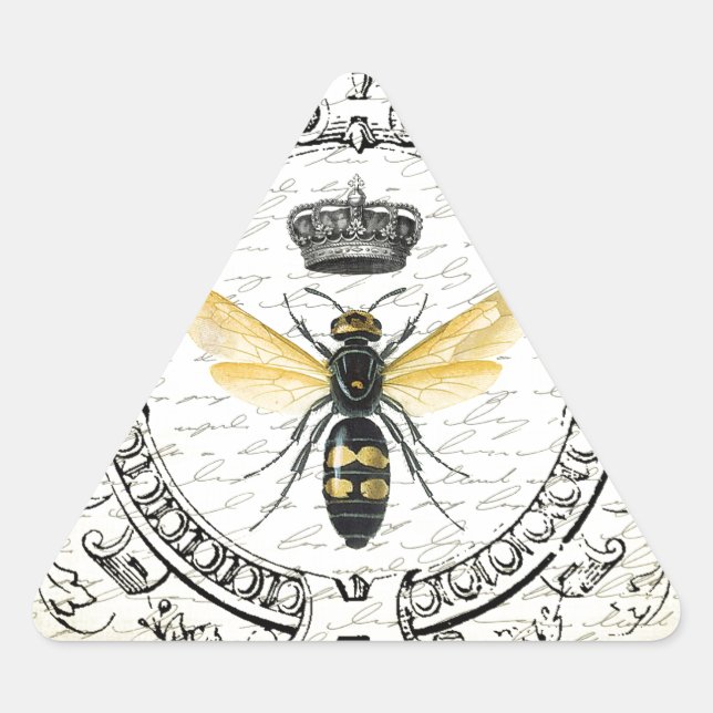 MODERN VINTAGE french queen bee Triangle Sticker (Front)