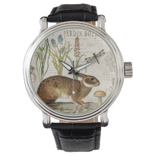 modern vintage french rabbit in the garden watch