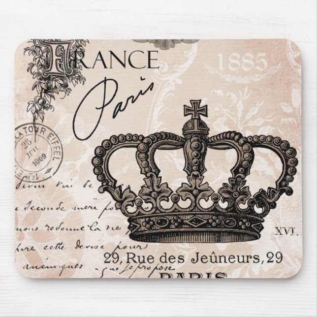 modern vintage french shabby chic crown mouse pad (Front)