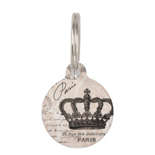 modern vintage french shabby chic crown pet tag