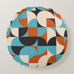 Modern Vintage: Geometric Retro Shapes. Round Pillow