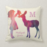 Modern Vintage Girl and Deer Monogram Throw Pillow<br><div class="desc">Modern Vintage Girl and Deer Monogram Throw Pillow by Orabella Prints</div>