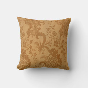 Modern Vintage Gold Damask Pattern Throw Pillow