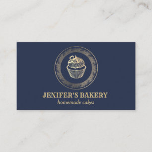 Modern vintage  gold foil cupcake homemade bakery business card