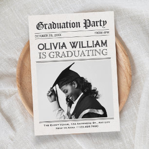 Modern vintage graduation invitation
