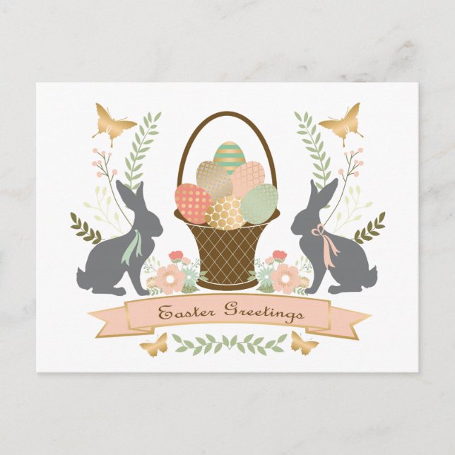 Modern Vintage Graphic Easter collage Holiday Postcard (Front)