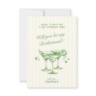 Modern Vintage Green Bridesmaid Proposal Card