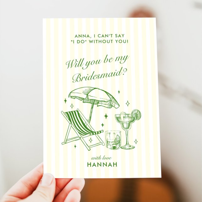 Modern Vintage Green Bridesmaid Proposal Card (Creator Uploaded)