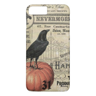 MODERN VINTAGE HALLOWEEN CROW AND PUMPKIN iPhone 8 PLUS/7 PLUS CASE