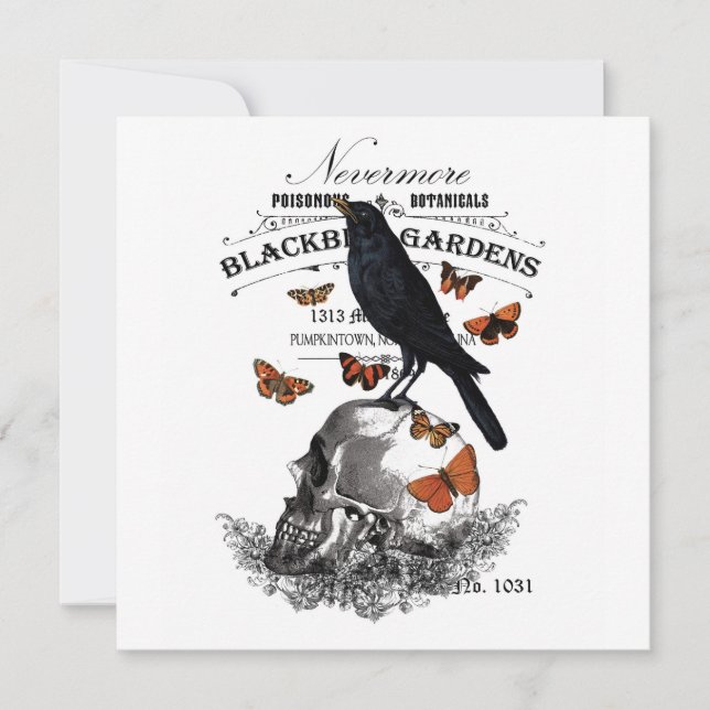 modern vintage halloween crow and skull card (Front)