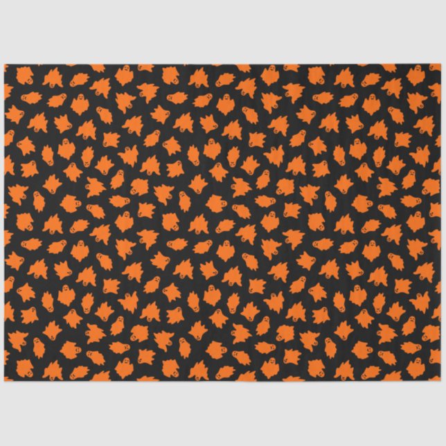 Modern Vintage Halloween Orange Ghost Tissue Paper (Front)