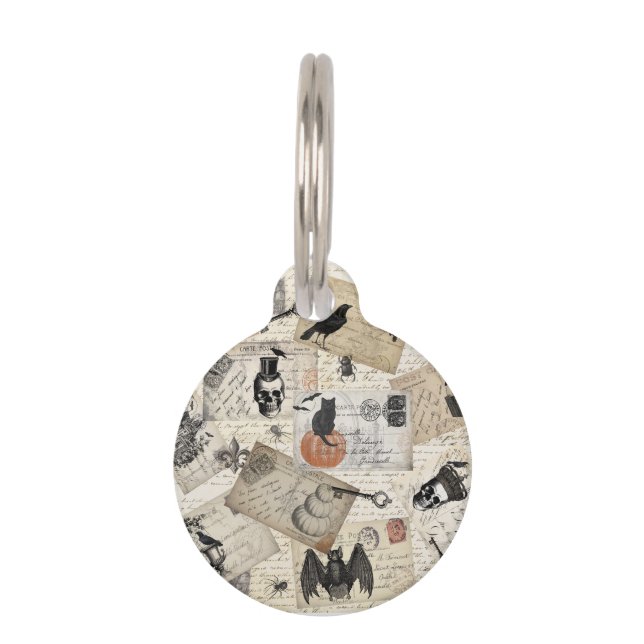 Modern vintage Halloween postcards Pet Tag (Front)