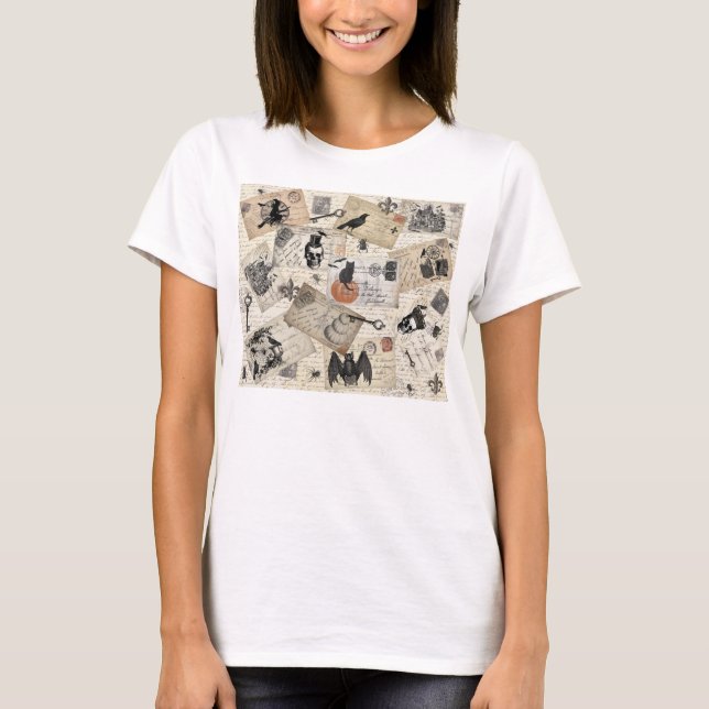 Modern vintage Halloween postcards T-Shirt (Front)
