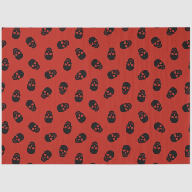 Modern Vintage Halloween Red Skull Tissue Paper (Front)