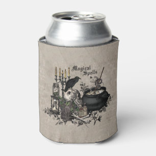 Modern vintage Halloween skull Can Cooler