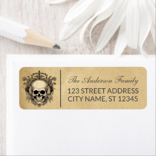 Modern Vintage Halloween Skull Custom Family Name 