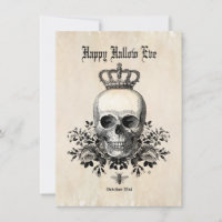 Modern Vintage Halloween skull with crown