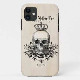 Modern Vintage Halloween skull with crown iPhone 11 Case