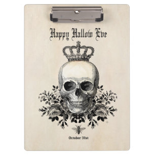 Modern Vintage Halloween skull with crown Clipboard
