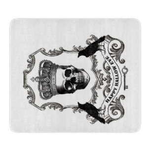 Modern vintage Halloween skull with crown Cutting Board