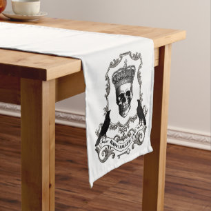 Modern vintage Halloween skull with crown Medium Table Runner