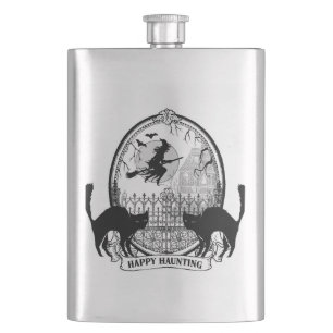 modern vintage Halloween witch Hip Flask