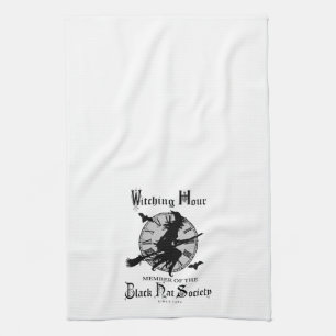 Modern Vintage Halloween witch Kitchen Towel