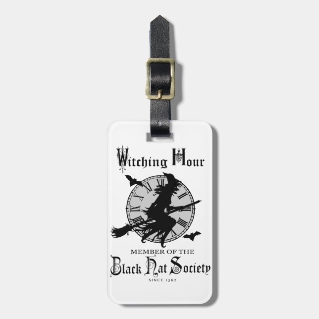 Modern Vintage Halloween witch Luggage Tag (Front Vertical)