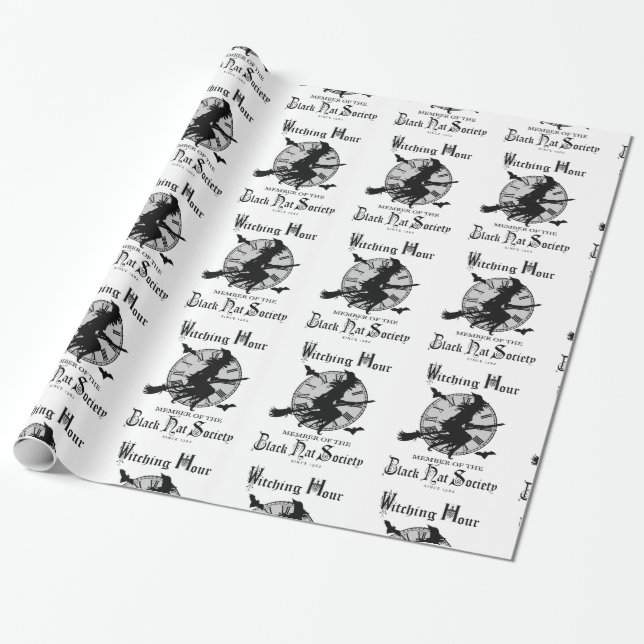 Modern Vintage Halloween witch Wrapping Paper (Unrolled)