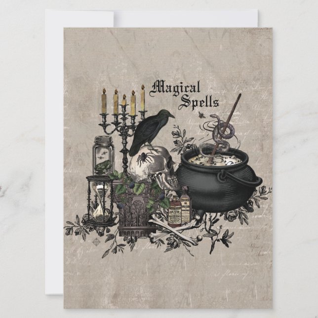 Modern vintage Halloween WITCHES BREW Card (Front)