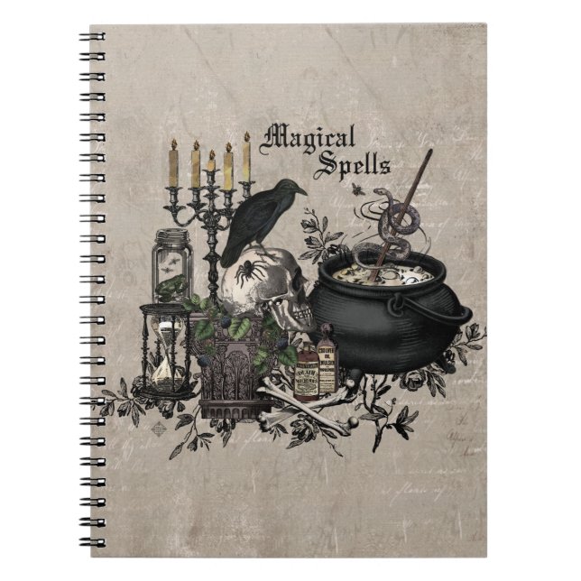 Modern vintage Halloween WITCHES BREW Notebook (Front)