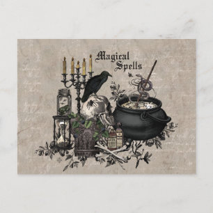 Modern vintage Halloween WITCHES BREW Postcard