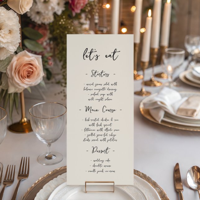 Modern Vintage Handwriting Wedding Dinner Menu (Creator Uploaded)