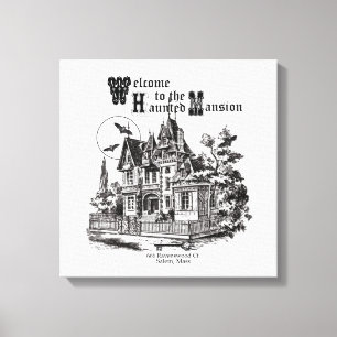 modern vintage haunted mansion canvas print
