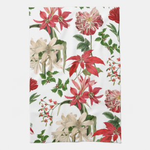modern vintage holiday floral kitchen towel