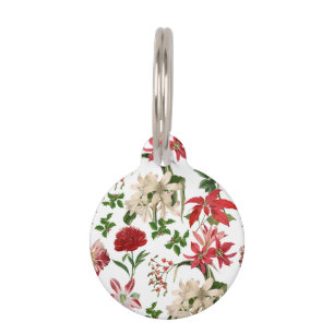 modern vintage holiday floral pet tag